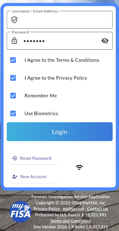 MyFISA Mobile & Web Login Interface